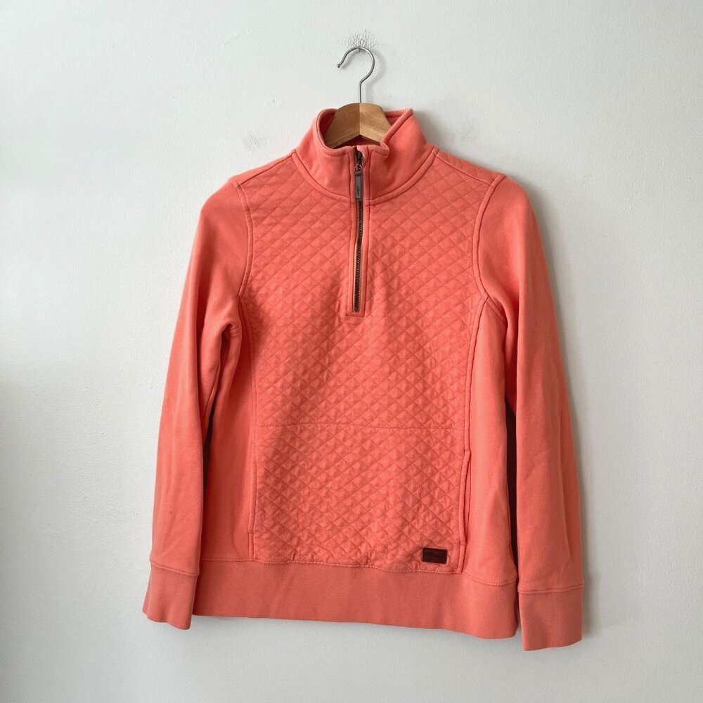 L.L. Bean Women's Quilted Quarter-Zip Pullover Sweatshirt Orange Size XS